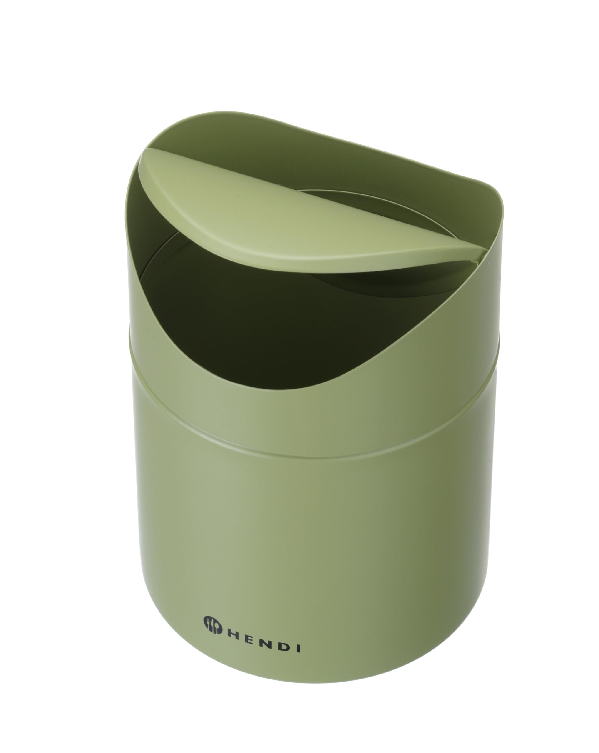 HENDI Cestino da tavolo con coperchio a bilico, 1,2 L, in metallo verniciato a polvere, ø120x(H)165mm, verde