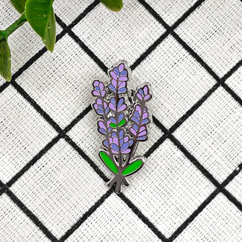 Image of Lavender Enamel Pin - Flower Series | Premium Enamel Pin - Statement Lapel Pin - Plated Badge for Clothing, Bags, Hats, Jackets, and Lanyards