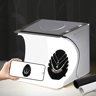 PULUZ 9 Inch Mini Light Box: Portable 20 LED Photography Studio Shooting Tent with Black/White Backdrops for Jewelry, Toys & Gadgets