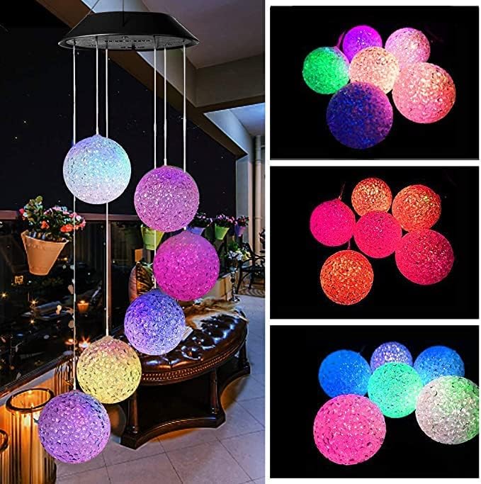 SIX FOXES Crystal Ball Solar Wind Chimes, Gifts for Women Mom Grandma Grandmother Aunt Neighbor, Garden Hallway Balcony Backyard Decoration, Valentine's Day Mother's Day Easter Gifts