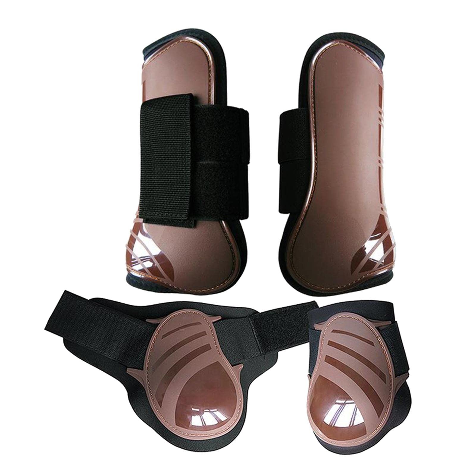 predolo Juego de 4 Protectores para Patas de Caballo, Protectores de Menudillo Y Tendones Delanteros para Caballos, Absorbentes de Impactos Y Transpirables, Marrón L