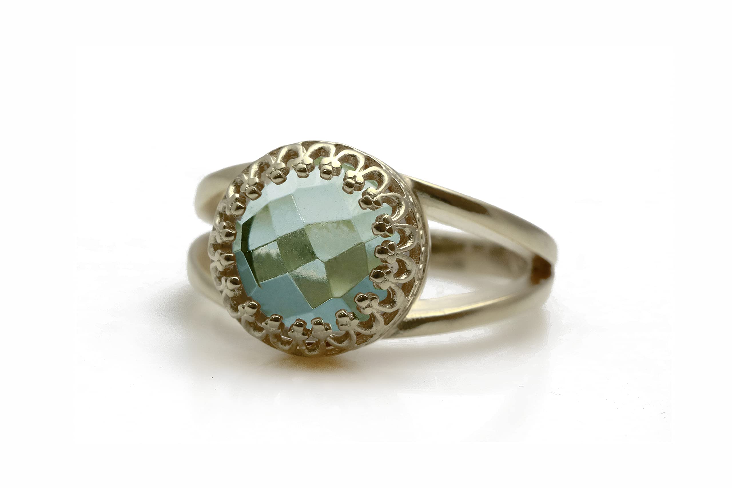 Personalizzati Naturale Pietra di Nascita Topazio Blu Anello di 14k Oro Riempito - Elegante Artigianato Unico Donna Gemme Anelli - Gioielli per Donne - Scegliere Dimensione Anello - con Scatola Regalo