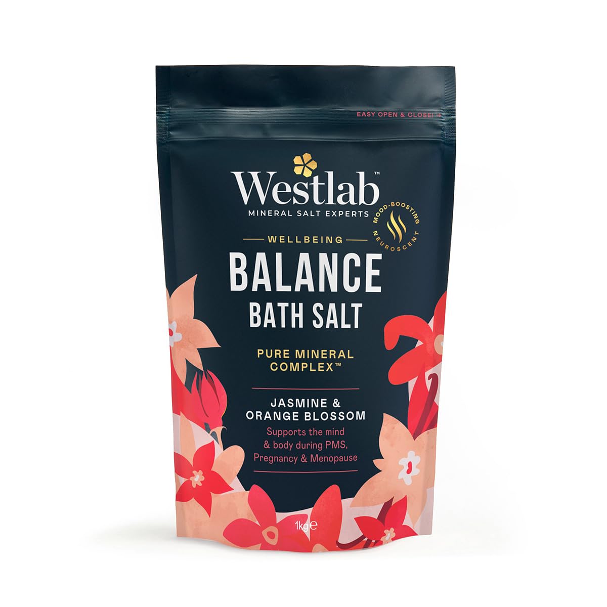 Westlab Magnesium Balance Salts 1Kg - For Pms, Pregnancy & Menopause. Scientifically-Proven To Help Mind & Body Reach Harmony. Mood-Boosting Neuroscent. 100%