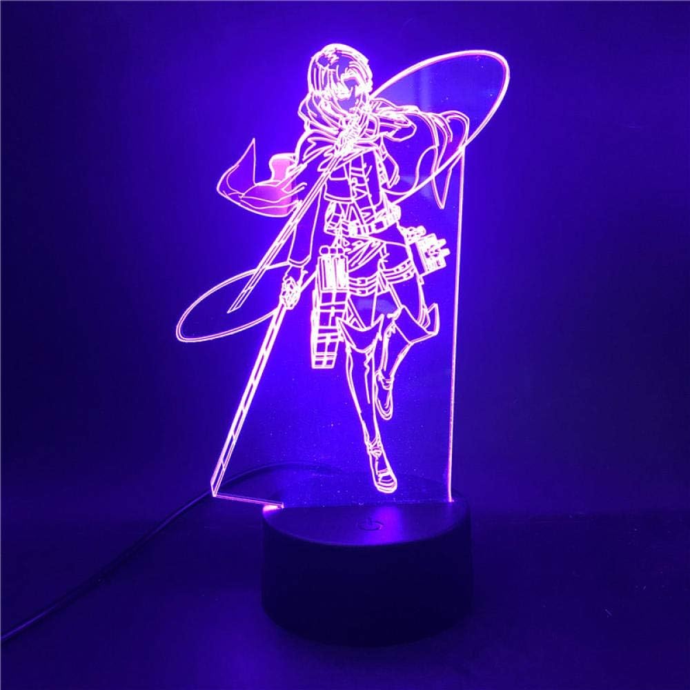 3D Illusion Lamp Led Night Light Anime Figure Attack On Titan Levi Ackerman Acrylic Baby Kids Home Bedroom Gift