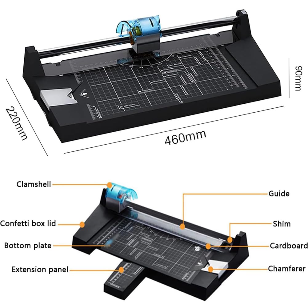 Hochleistungs-Rollpapierschneider – A4-Handschneider mit 4 Klingen für gerade, gewellte, Gepunktete und Falzlinien – Ideal für Fotos und Karten – Guillotine-Design