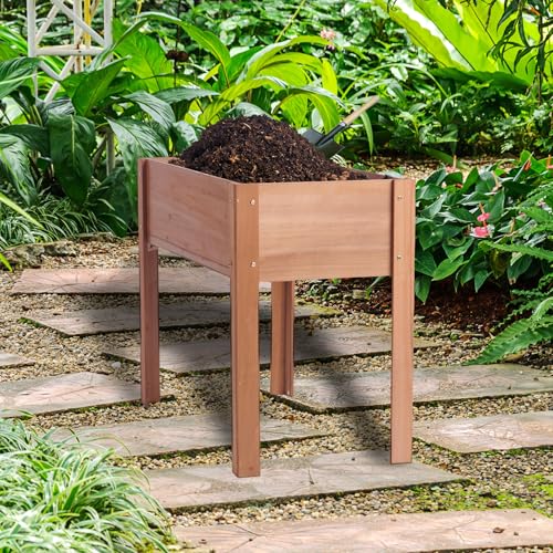 40 Zoll großes Hochbeet – Stabiler 4-Bein-Pflanzkasten für den Außenbereich, langlebiges Blumenbeet für die Gartenarbeit, geräumig und ideal für Gemüse, Kräuter und Blumen (Kaffeefarbe)