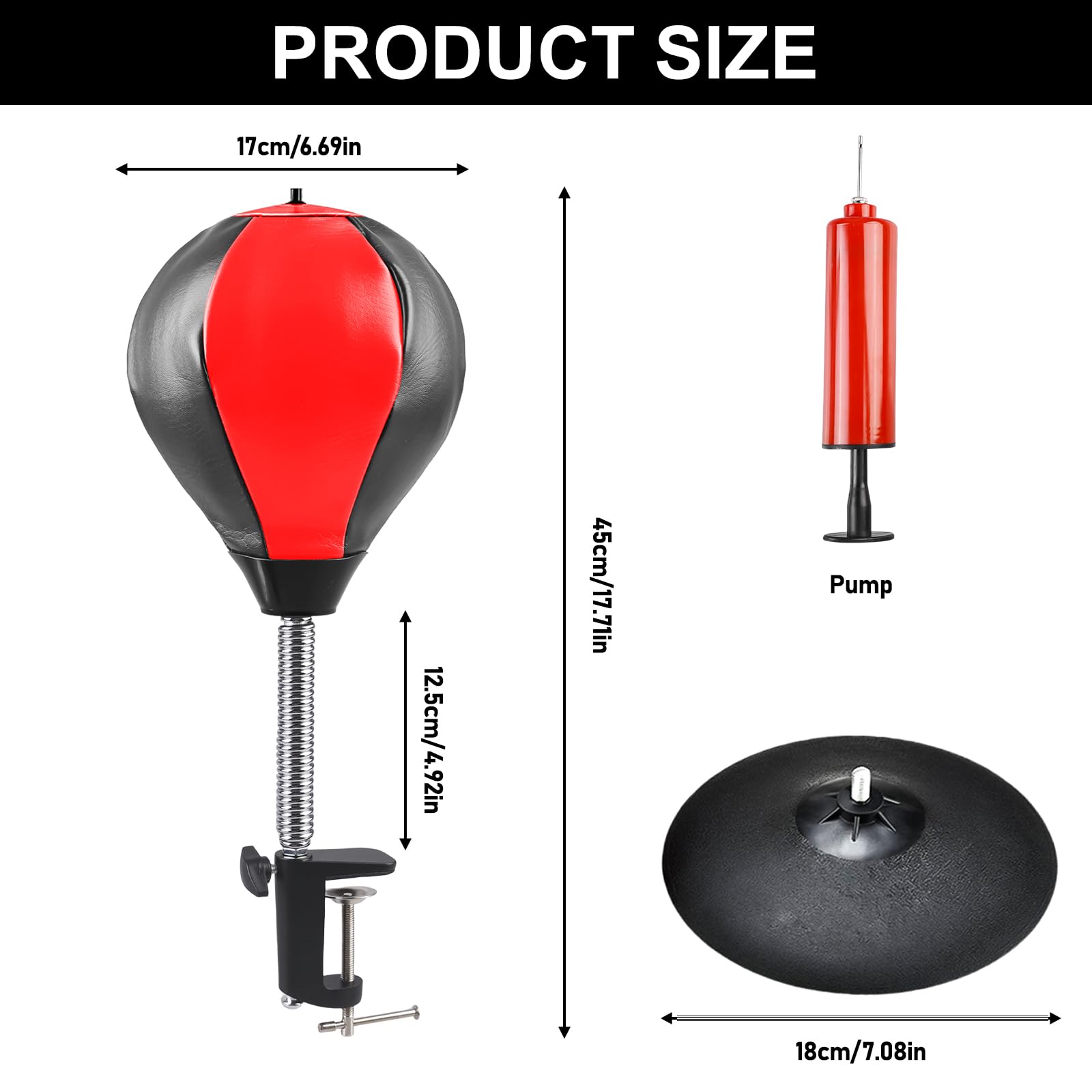 GAOUTO Punching ball tavolo: pallina da ufficio con ventosa super forte e morsetto da tavolo, mini sacco da boxe, borsa da tavolo, borsa da boxe, borsa per punching bag, set per adulti e ufficio