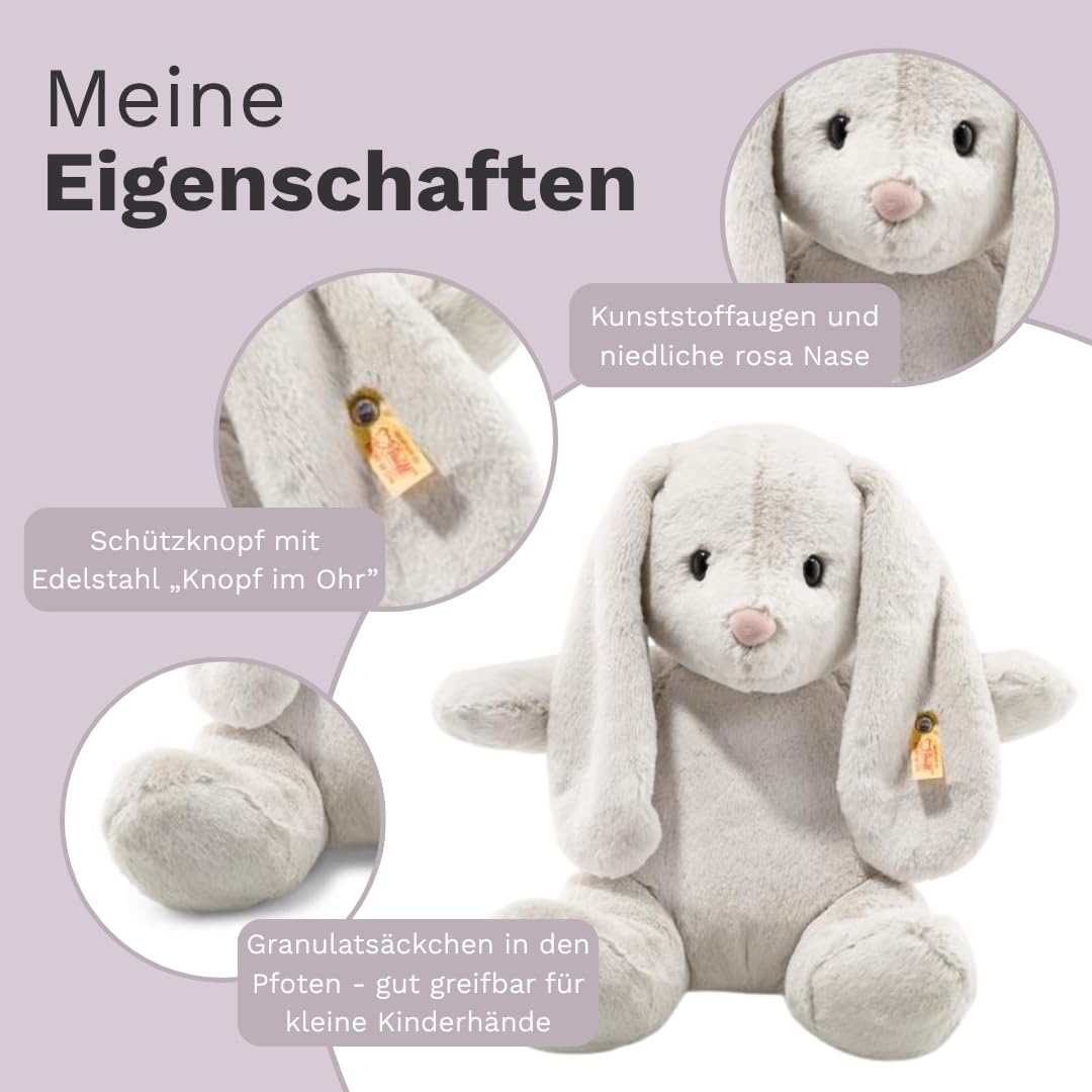 Steiff Kuscheltier Hase Hoppie, Süßes Stofftier, Jungen, Mädchen & Babys ab 0 Monaten, lange Ohren, Soft Cuddly Friends, Plüschtier 38 cm klein, 080487