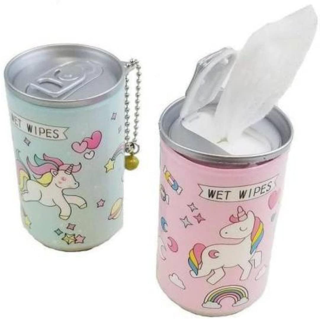 Mshine Cartoon Printed Mini Wet Wipes Tin Can | Rayon Non-Woven Multipurpose Facial Body Cleansing Tissues for Travel, Office, Kids, Women, Men - 30 Pieces Each (Pack of 2, Multicolour)-image-1