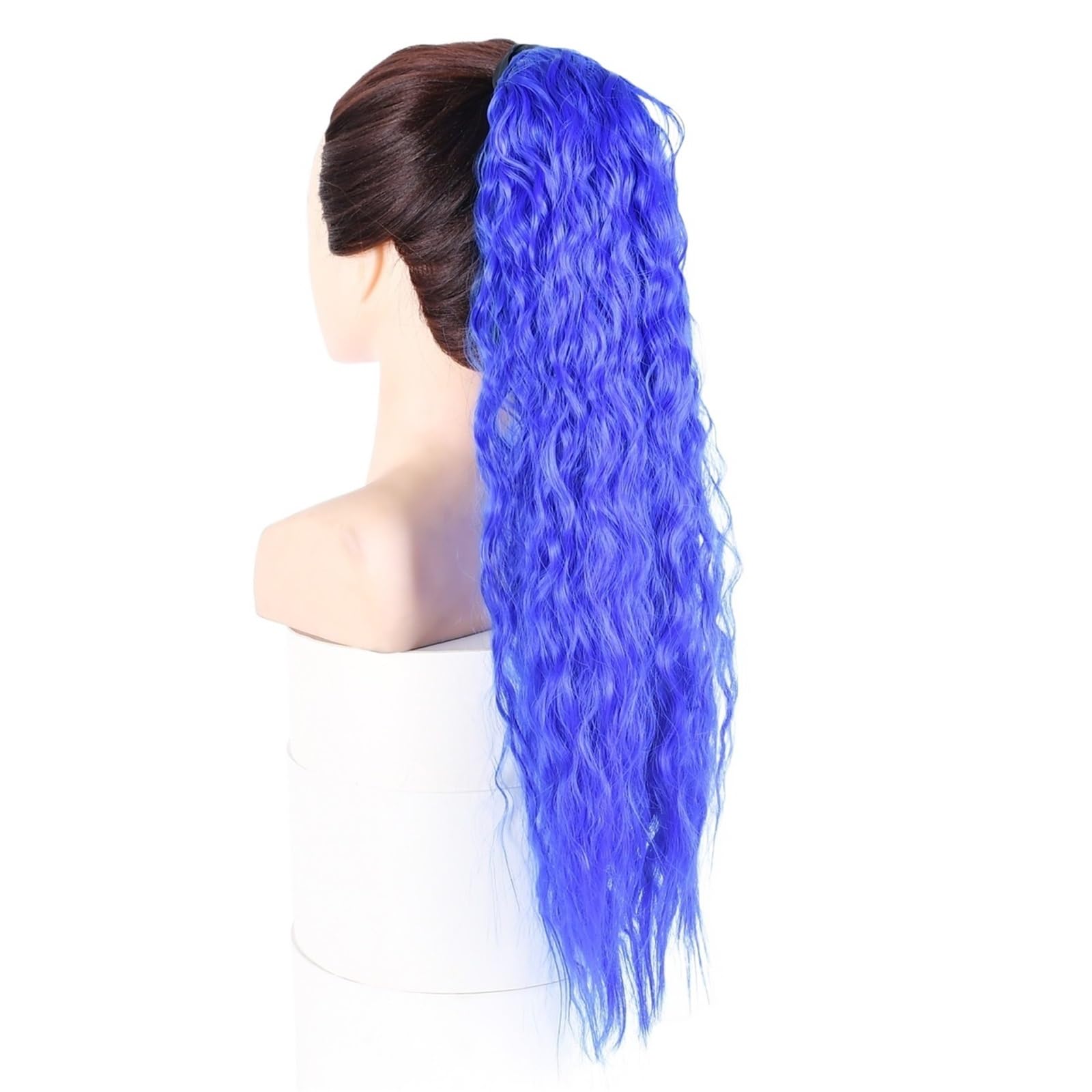 Pièce de cheveux Extensions de queue cheval synthétiques bouclées et crépues, postiche cosplay avec cordon serrage Fête(A)