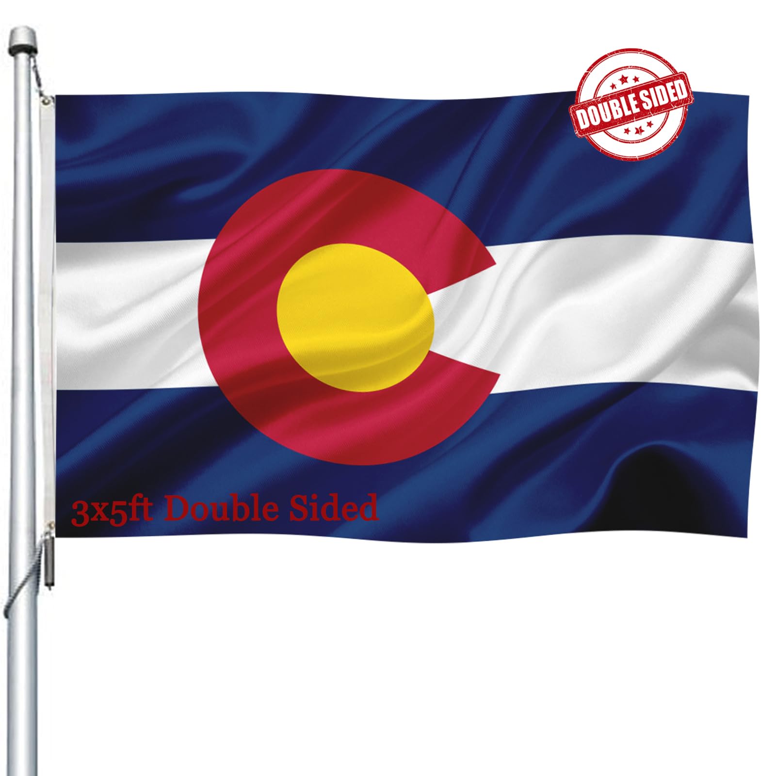Colorado Flag Double Sided 3x5 Outdoor- Heavy Duty Colorado State Flags Banner Gifts Decorations with 2 Brass Grommets 4 Rows Stitched