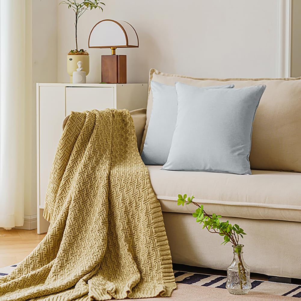 NiNi ALL Outdoor Waterproof Throw Pillow Covers Set of 2 Decorative Farmhouse Garden Pillowcase Solid Cushion Cases for Patio Tent Couch 28x28 inch Light Grey