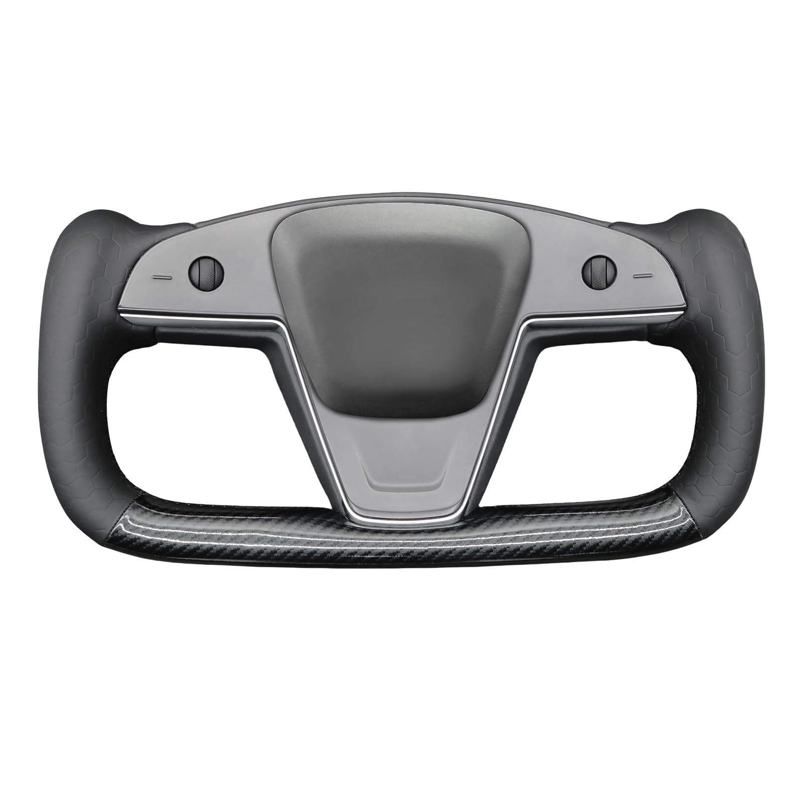 MEWANTSteering Wheel Cover for Yoke Style Steering Wheel for Tesla Model S 2021-2023 / Model X 2021-2023 Made of Black Microfiber Leather