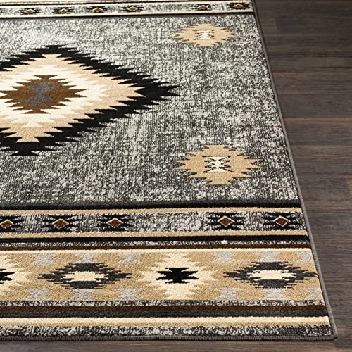 Tuckhome Southwestern Tribal Living Room Bedroom Dining Room Aztec Area Rug - Native American Indian Indie Carpet - Brown, Gray, Black, Beige, Tan - 7'10" X 11'2" #TOP5