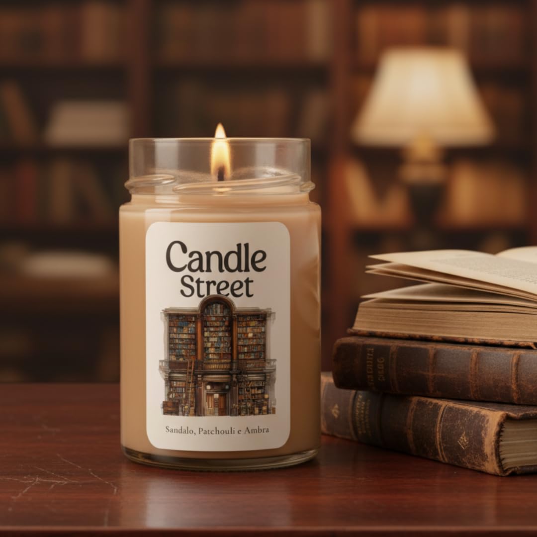 3x2 Candle Street - Set 3 Candele Profumate Grandi 275g | Lunga Durata 60h | Sandalo Patchouli Ambra, Oud Muschio Pino, Cioccolato Caramello Biscotti | Idea Regalo Casa e Relax | Profumo d'Autunno