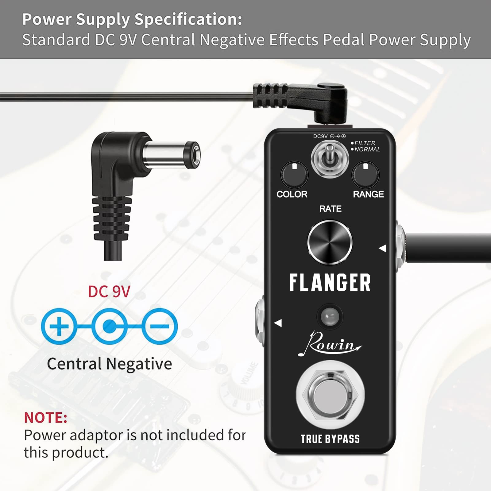 Rowin Guitar - Pedali Analogici con Effetto Flanger, Metallizzato, Sonoro a 2 Modalità, Retrò