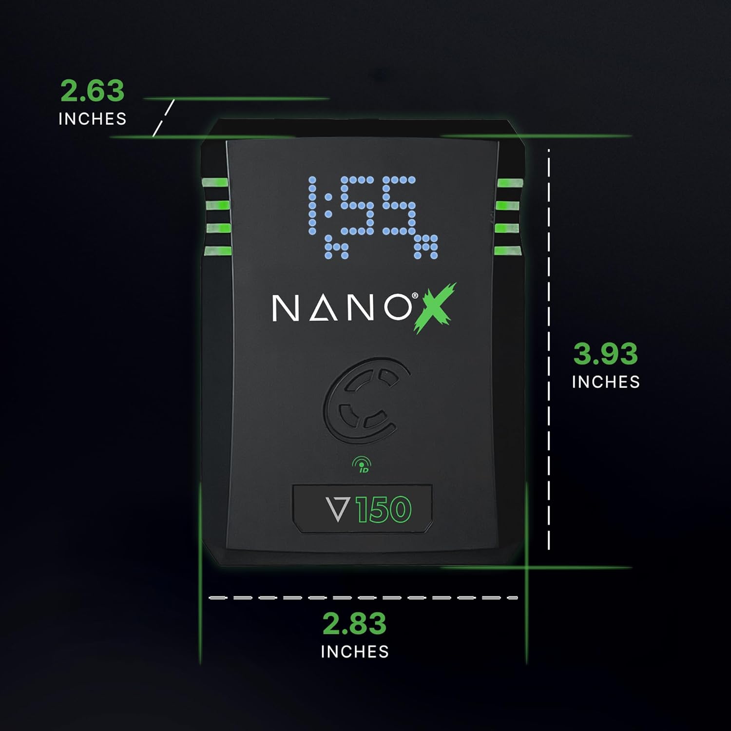 CoreSWX LLC CORE NANOV150X, 150wh Micro Sized V-Mount Smart Battery Pack, 14.8v 10.2Ah. 12A Draw with EmLED® Fuel Gauge, USBCPD and Ptap