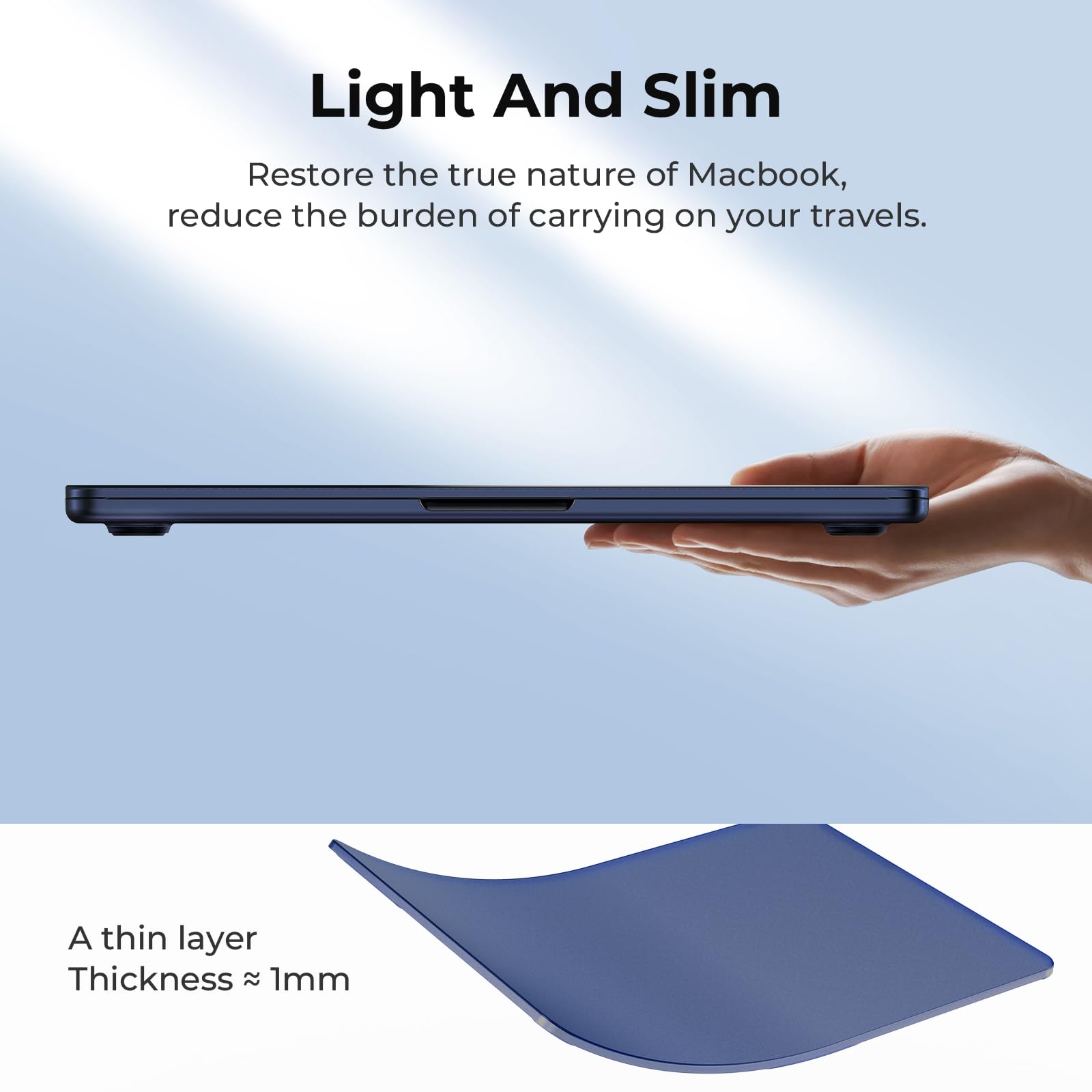 BlueSwan Custodia Compatibile con Cover MacBook Air 13 M5 2026 M4 2025 M3 2024 M2 2022 Mac Book Air 13,6 Pollici Laptop PP Case A3449 A3113 A3240 Resistente ai Graffi si Bene - Opaco Blu Mezzanotte
