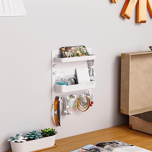 Miniatura 4 de Juego de estantes adhesivos de pared, organizador de almacenamiento flotante, estantes de baño de montaje en pared, juego de soporte compacto para