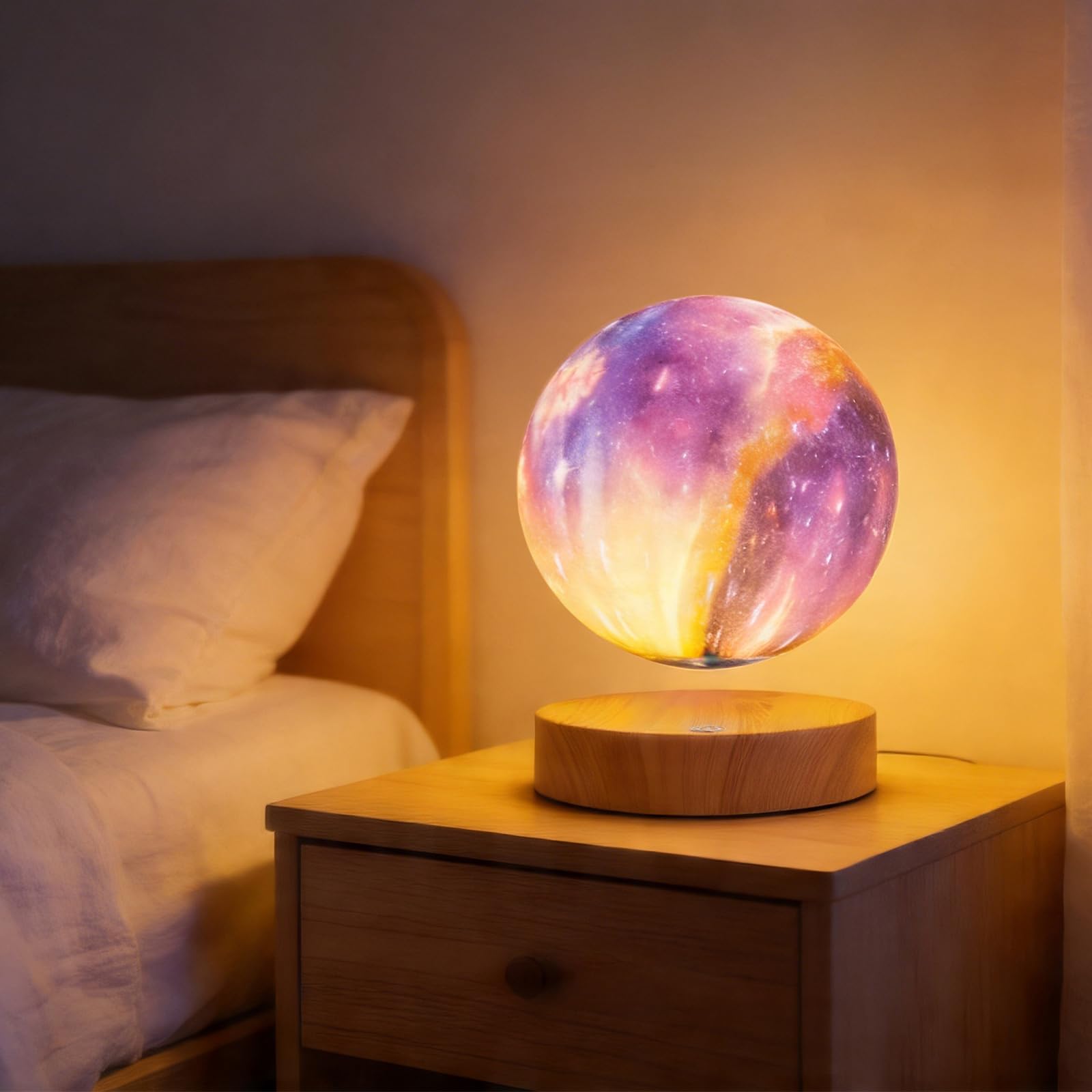 UVEHAS Lampada a luna levitante magnetica, lampada galassia, luna 3D, 16 colori, luce notturna a LED, illuminazione d'atmosfera con telecomando, decorazione da tavolo per casa, scrivania, per donne e