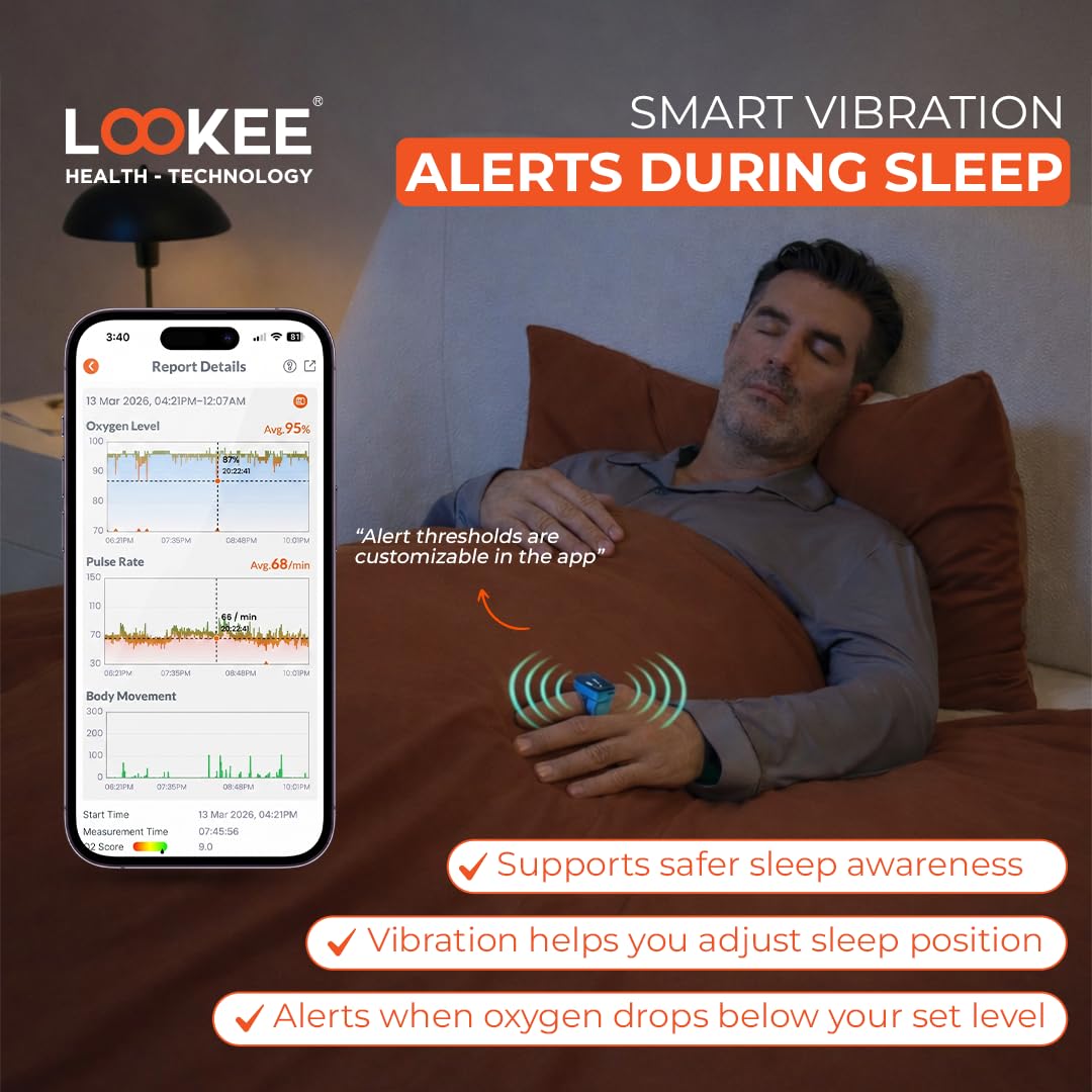 LOOKEE O2Ring - Rilevatore di Ossigeno con App per PC, per monitoraggio Fitness e monitoraggio del Sonno