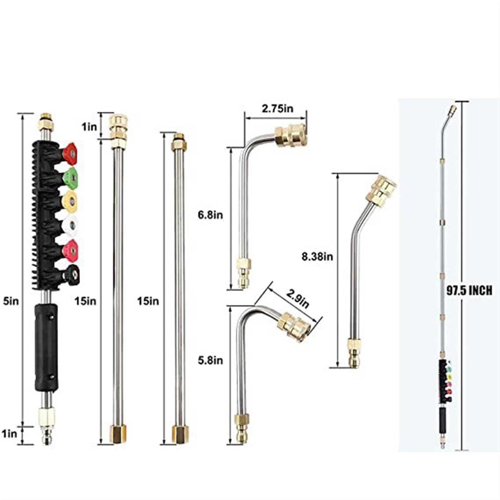 Lanza de pulverización para limpiadores de alta presión Kärcher, limpiador de canalones para Karcher K2 K3 K4 K5 K6 K7 limpiador de techo y fachada para lugares difíciles de alcanzar