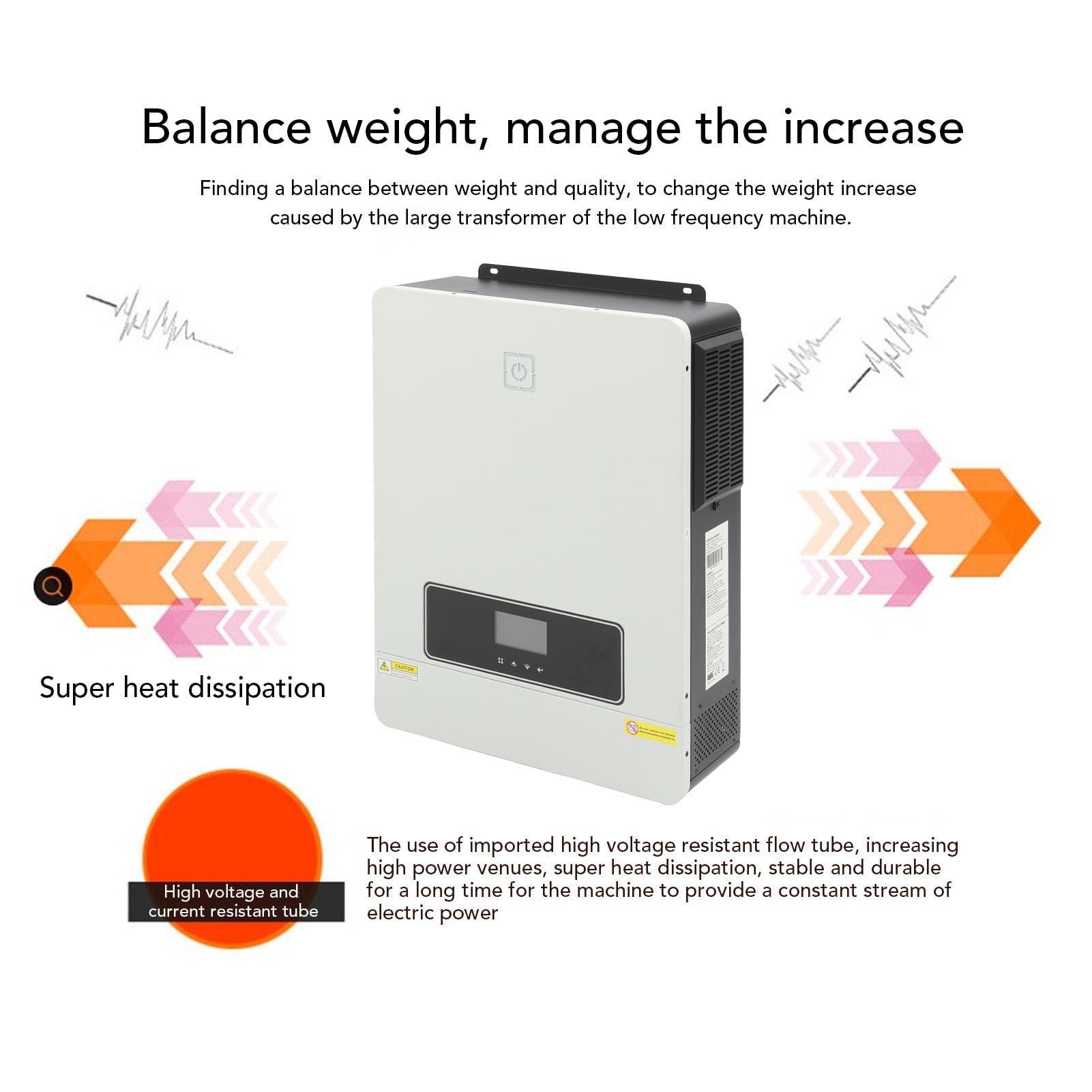 Cocoarm Falownik Sinusoidalny 7,2 KW 48 V Hybrydowy Falownik Solarny Wysokiej Częstotliwości Stop Aluminium AC 230 V Wyświetlacz LCD Multi Protection do Nadzoru w Szkole Domowej