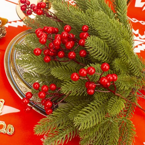 50 Pcs Artificial Pine Branches Fake Greenery Plants Pine Picks DIY Accessories for Garland Wreath Christmas and Home Garden Decor