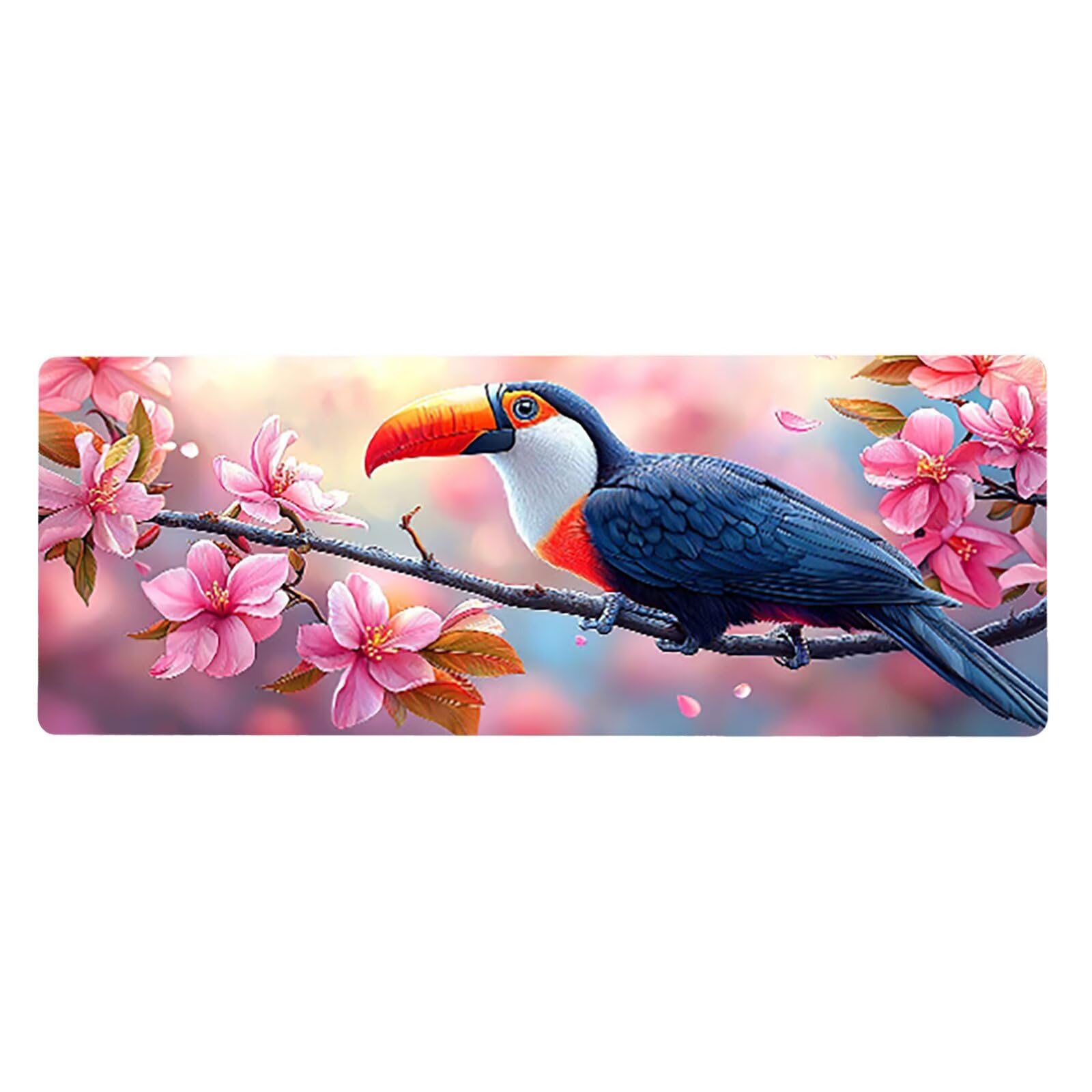 Tappetino Mouse XXL, 60x120cmx3mm, Tappetino per Mouses Gaming, Base in Gomma Antiscivolo, Tastiera Desk Mat, Migliora Precisione e Velocità, Accessori per Ufficio, Fiori Uccelli Giganti D6YY-500