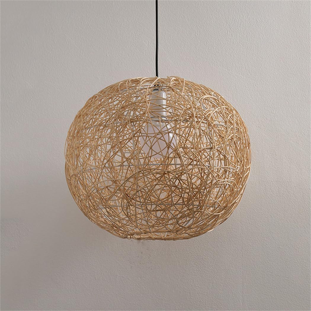 Globe Woven Light Shade Coastal for Kitchen Island Hand-Woven Balls,Home Restaurant Cwicker Lightifor Farmhouse Home Bedroom/35Cm