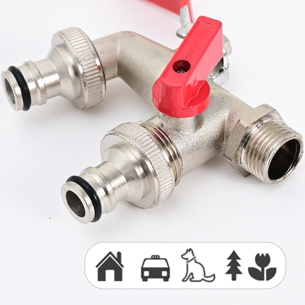 Conector de tubería de Agua de 1/2 '' Adaptador de Agua de 2 1 vías Manguera de jardín Grifo de riego Válvula de Repuesto Grifo de Ajuste, F