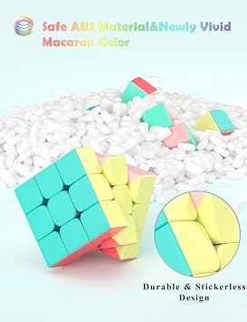 ROXENDA Speed Cube Set, 2X2 3X3 4X4 Pyramid Cube Stickerless with Instruction [4 Pack] (Macaron Cube Set)