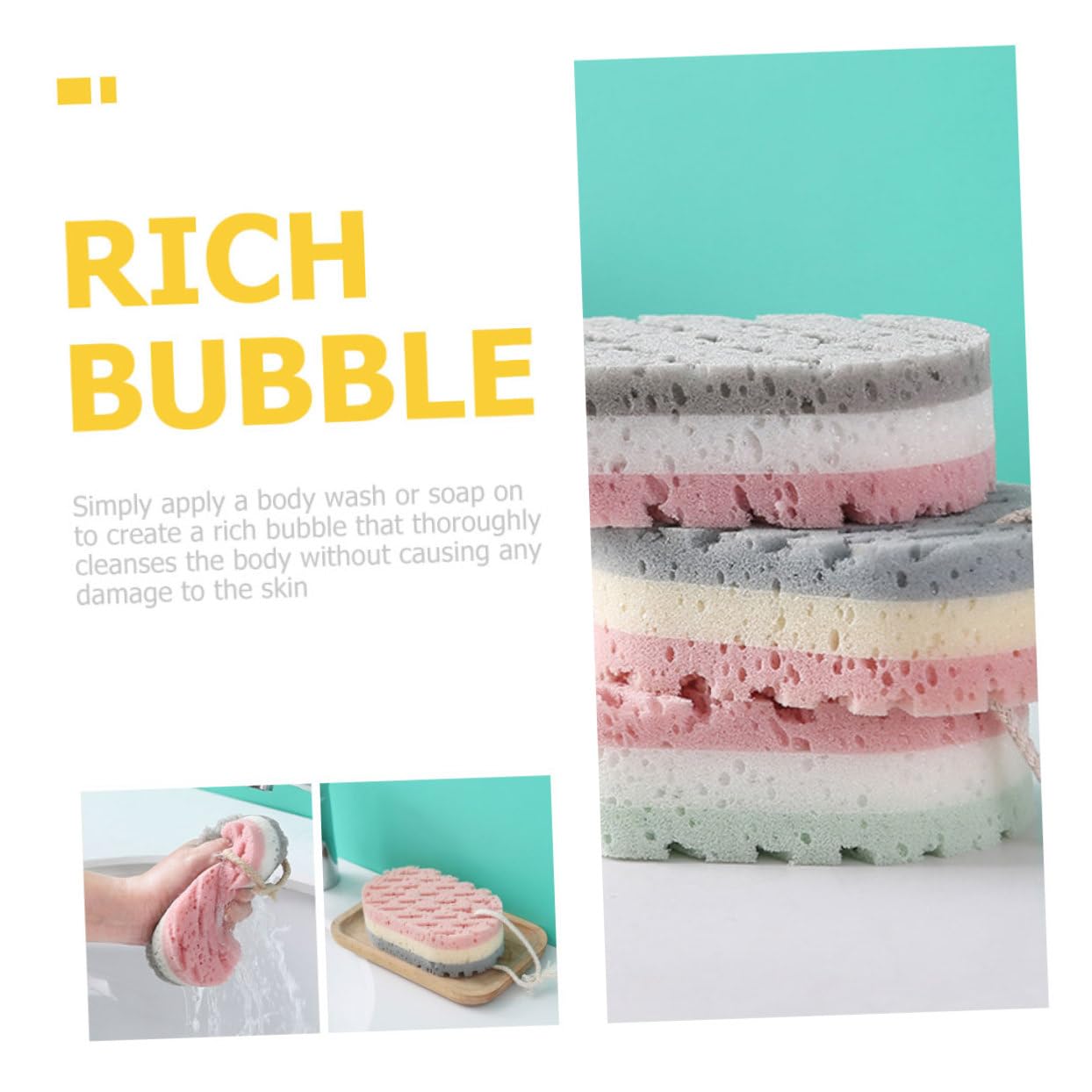 FRCOLOR 24pezzi Sponge Da Spugna Esfoliante Per Bagno Con Design Semplice e Colori Freschi Spugna Per Pulizia Profonda e Ricca Per Esfoliare e Rinfrescare La