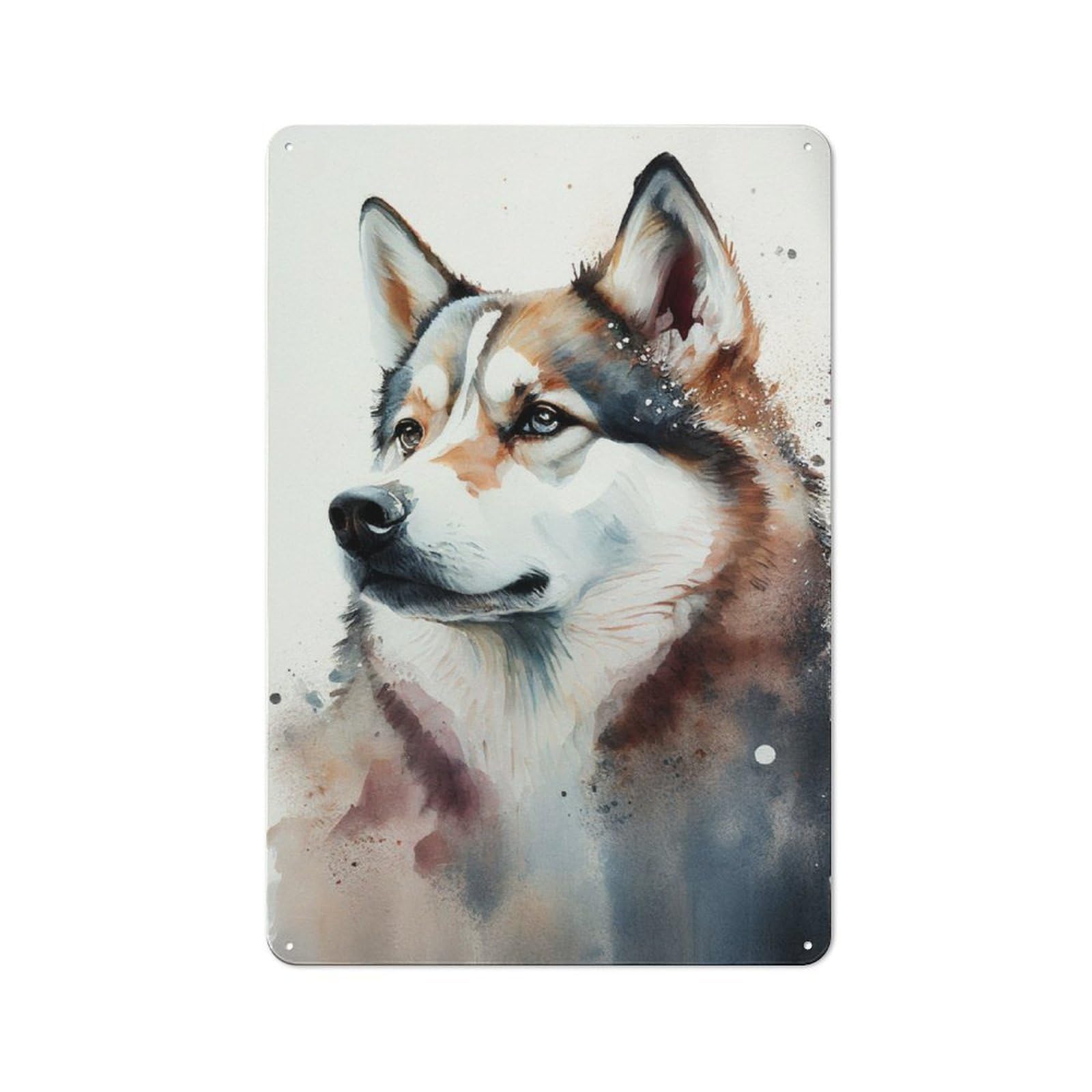 Junmoney Husky Animal Watercolor 30X20cm Retro Metal Sign With For Man Cave Or Games Room, Tin Sign Wall Decor For Games Rooms And Man Caves