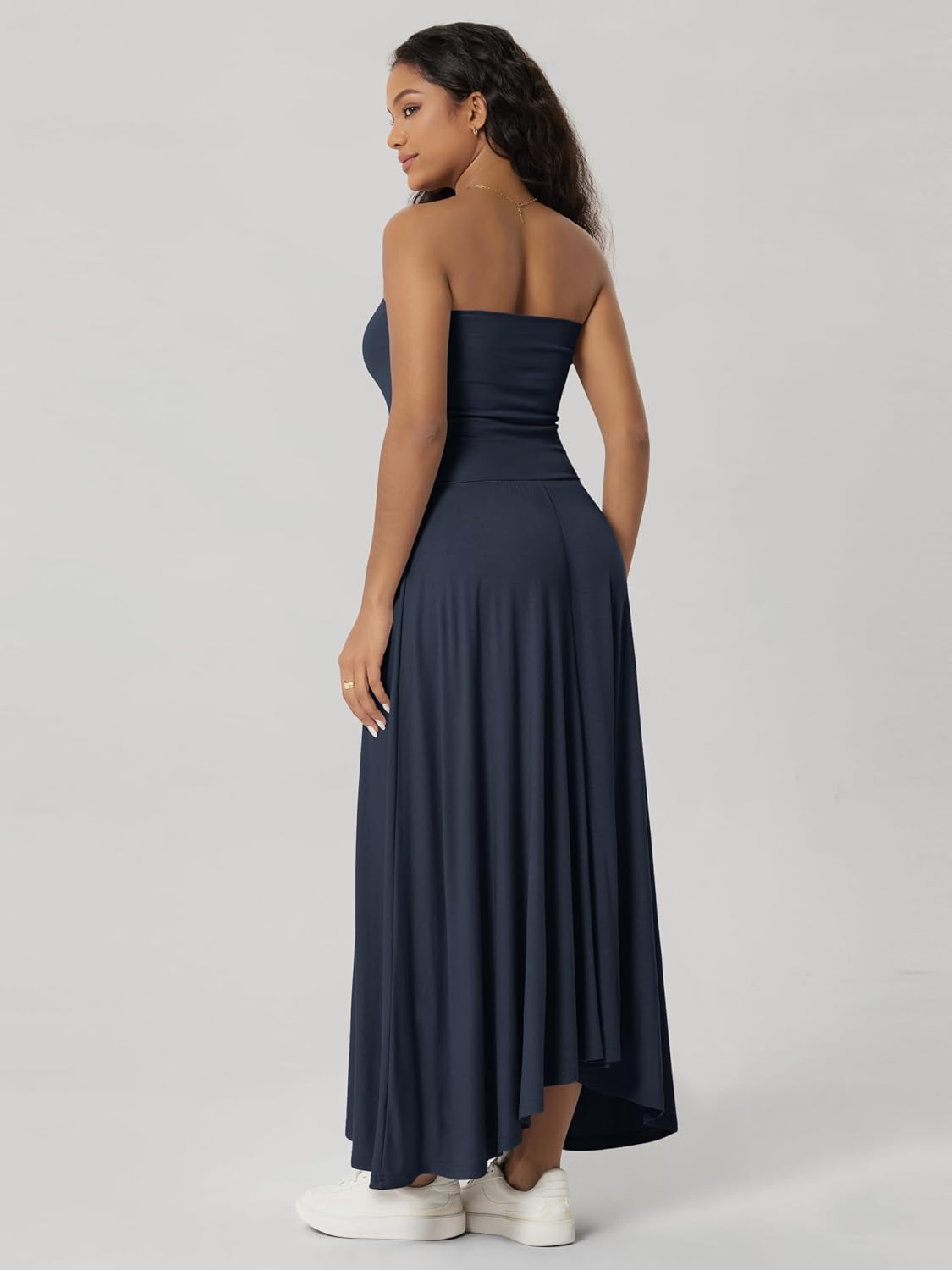 ODODOS Women's 2-in-1 Maxi Dress/Skirt - Drapey Soft Stretch Convertible High-Waist Maxi Skirt or Strapless Dress