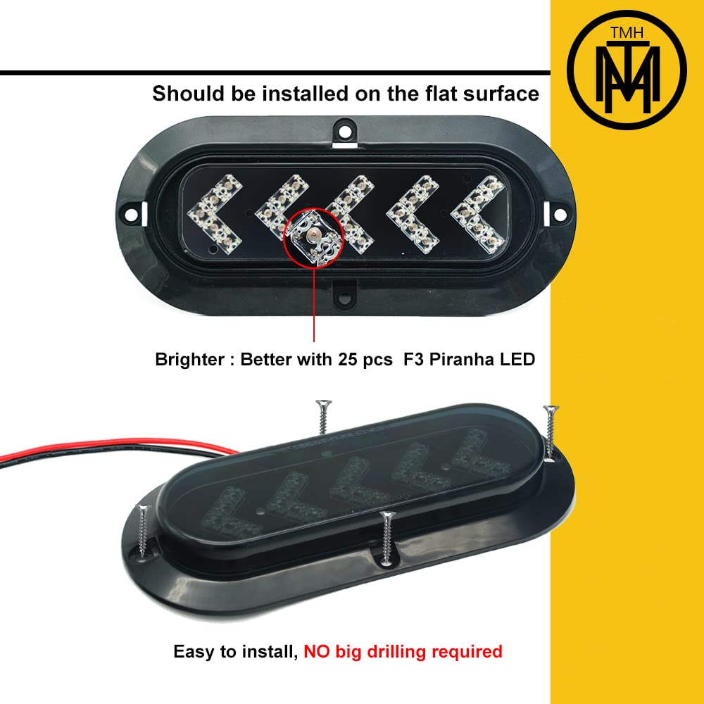 TMH 6-Inch LED Arrow Lights - 2 Pack Amber Turn Signal Marker Lights For Trucks & Trailers