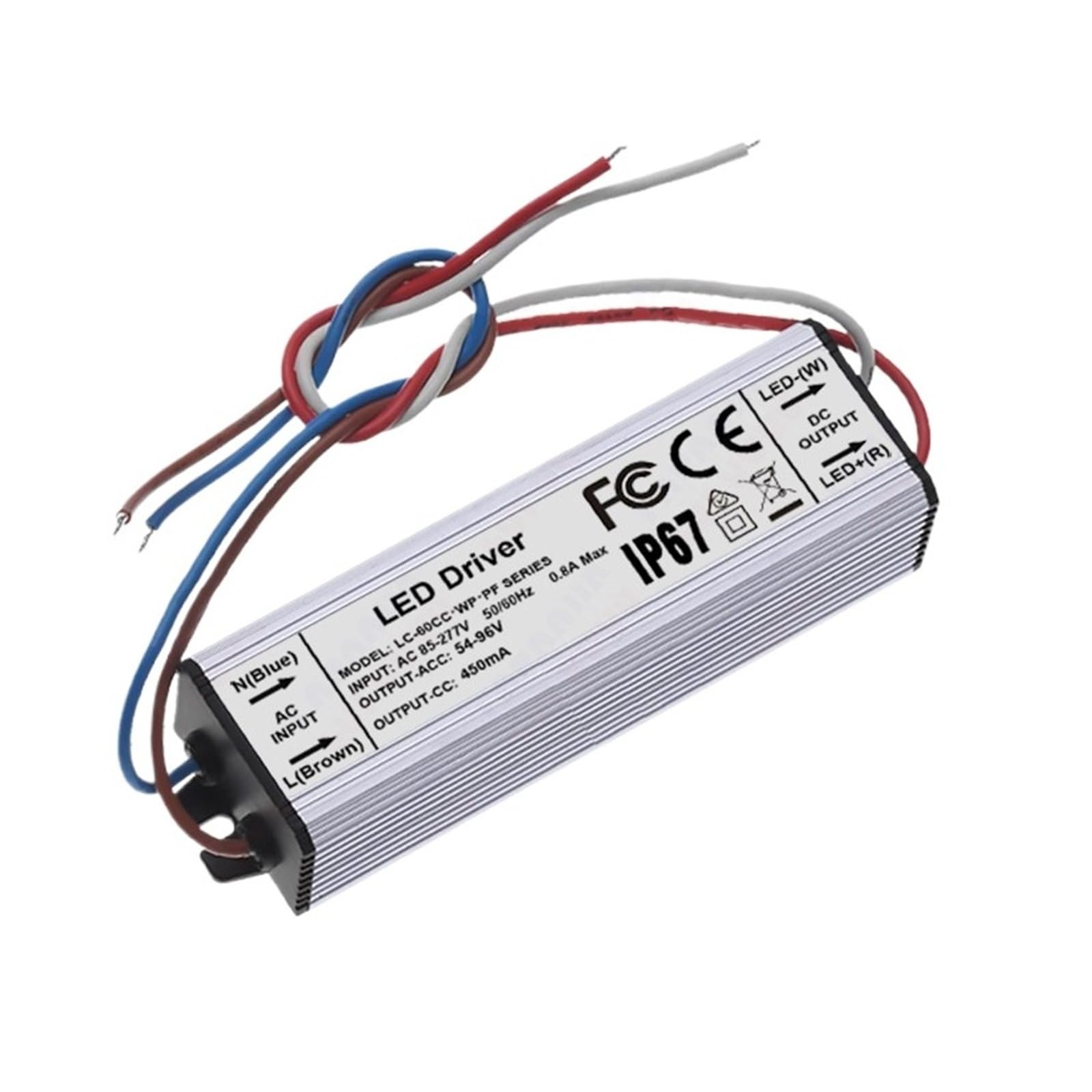 PWANUIGTE 40W 50W 60W LED Driver Constant Current 450mA 600mA 900mA 1200mA 1500mA 1800mA 2100mA Power Lighting Transformer(600mA 54-96V WP)