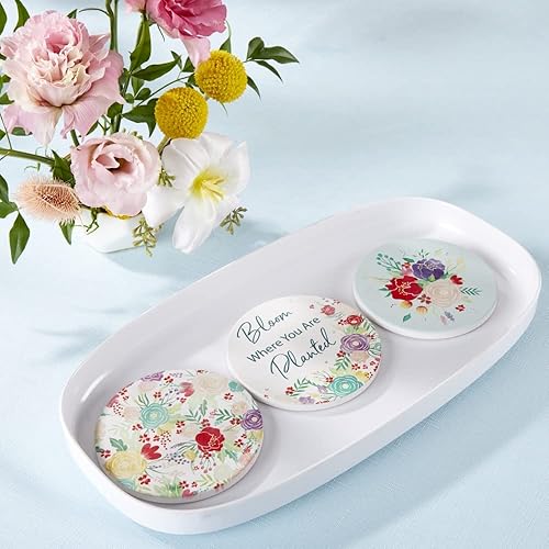 Miniatura 3 de Kate Aspen Garden Blooms - Posavasos de cerámica con soporte (juego de 6), decoración bohemia para el hogar y juego de regalo, recuerdo de fiesta,