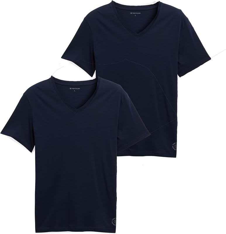 TOM TAILOR Herren Doppelpack T-Shirt mit V-Ausschnitt