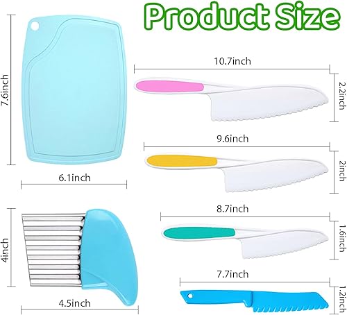 Miniatura 5 de GzfunTeng Juego de 6 cuchillos para niños, cuchillo de seguridad para niños, incluye cuchillos seguros para niños, tabla de cortar, cortador de