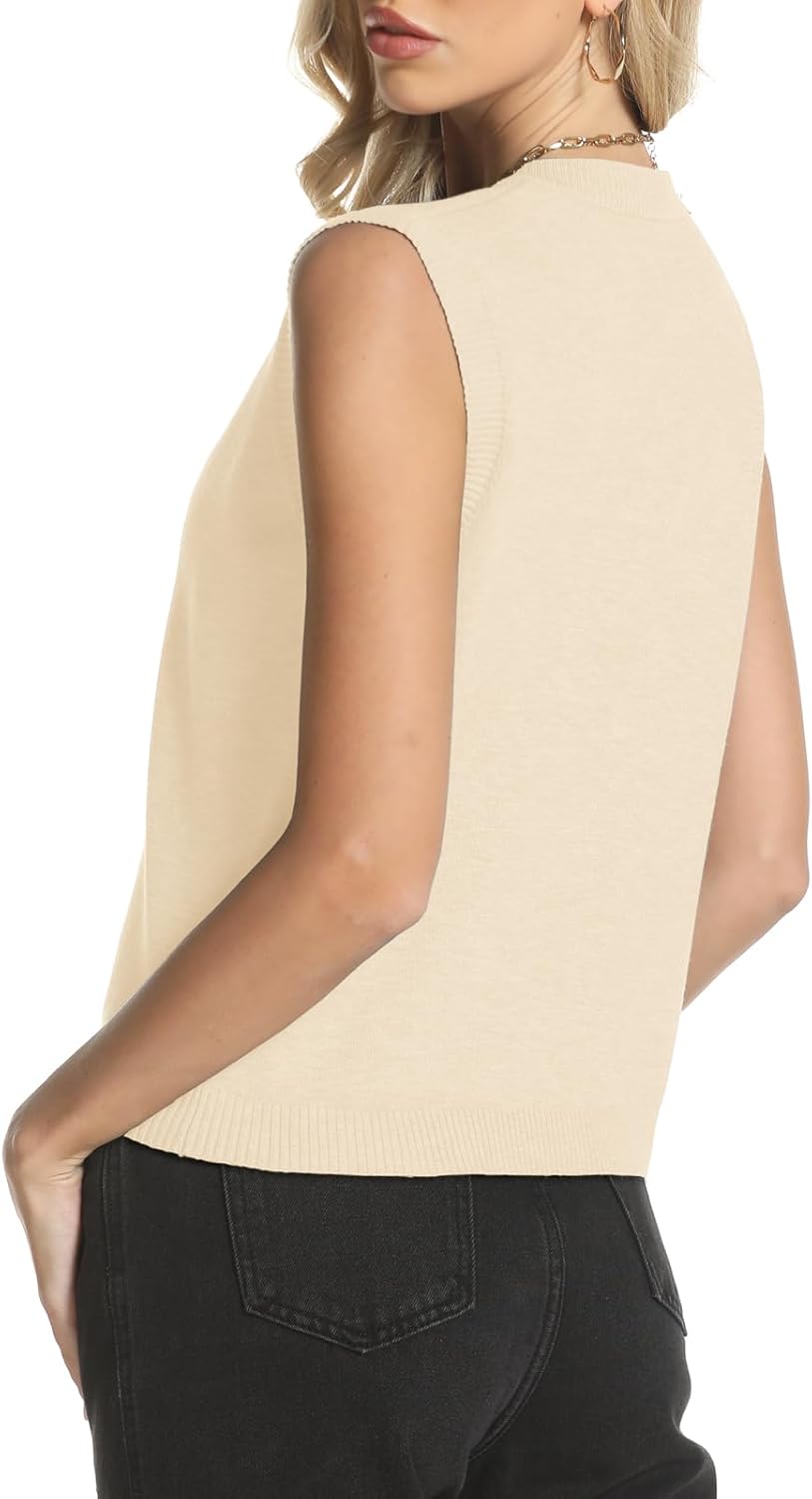 Sweater Vest Women Crewneck Button Down Tank Tops Sleeveless Knit Cardigan Crop Tops 2026 Fashion Outfits - Image 2