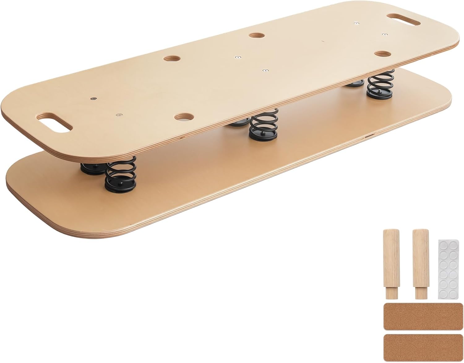 Wooden Balance Board & Wobble Board with Spring System, Adjustable Balance Board for Standing Desk, Stability Trainer for Physical Therapy, Core Strength, Posture Improvement & Home Office Use