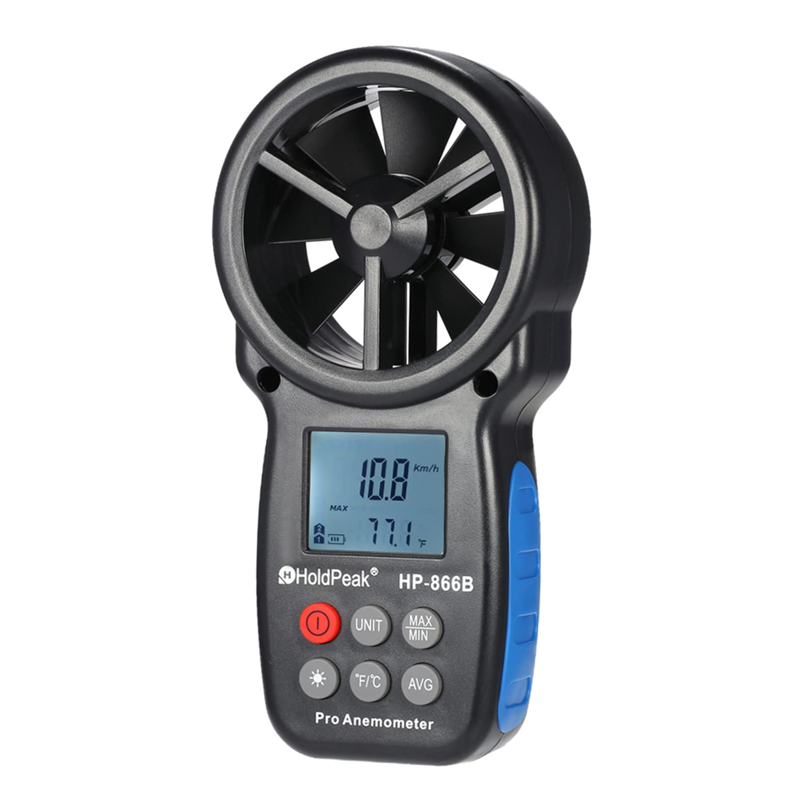 Fawoonu HP-866B Mini LCD Digital Anemometer Wind Speed Air Velocity Temperature Measuring with Backlight