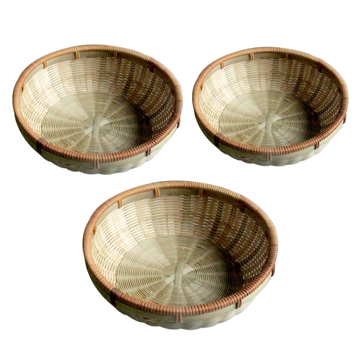 Cabilock 3Pcs Storage Baskets for Organizing Fruits Snacks and Bread Hand Woven Design for Kitchen Counter Living Room and Home Decor