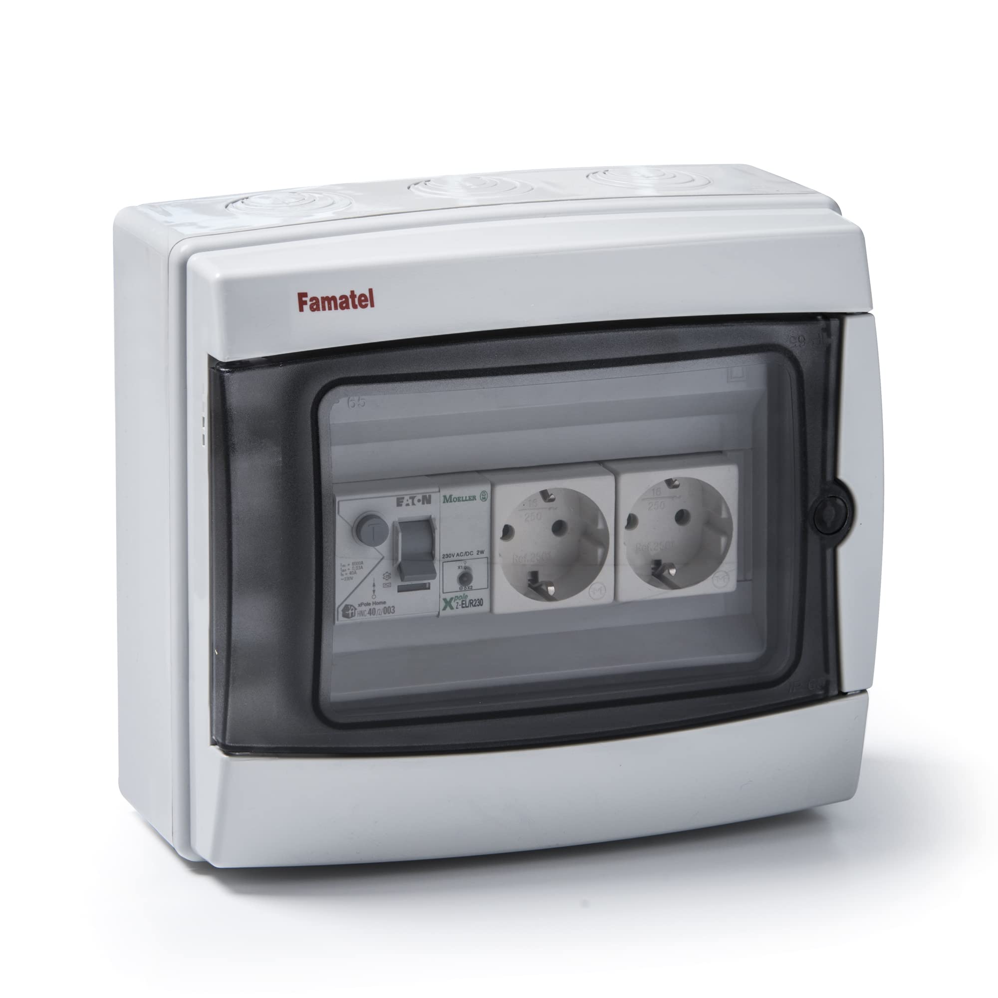 Famatel M260287 - Armario electrico superficie ip65 2 tomas con diferencial