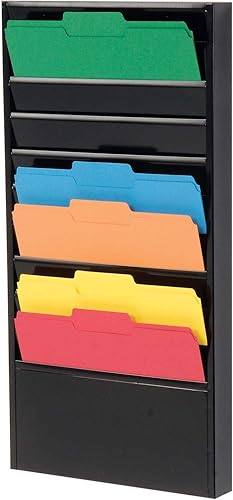 Miniatura 3 de Global Industrial Soporte de acero para archivos de pared colgantes, 10 bolsillos, color negro
