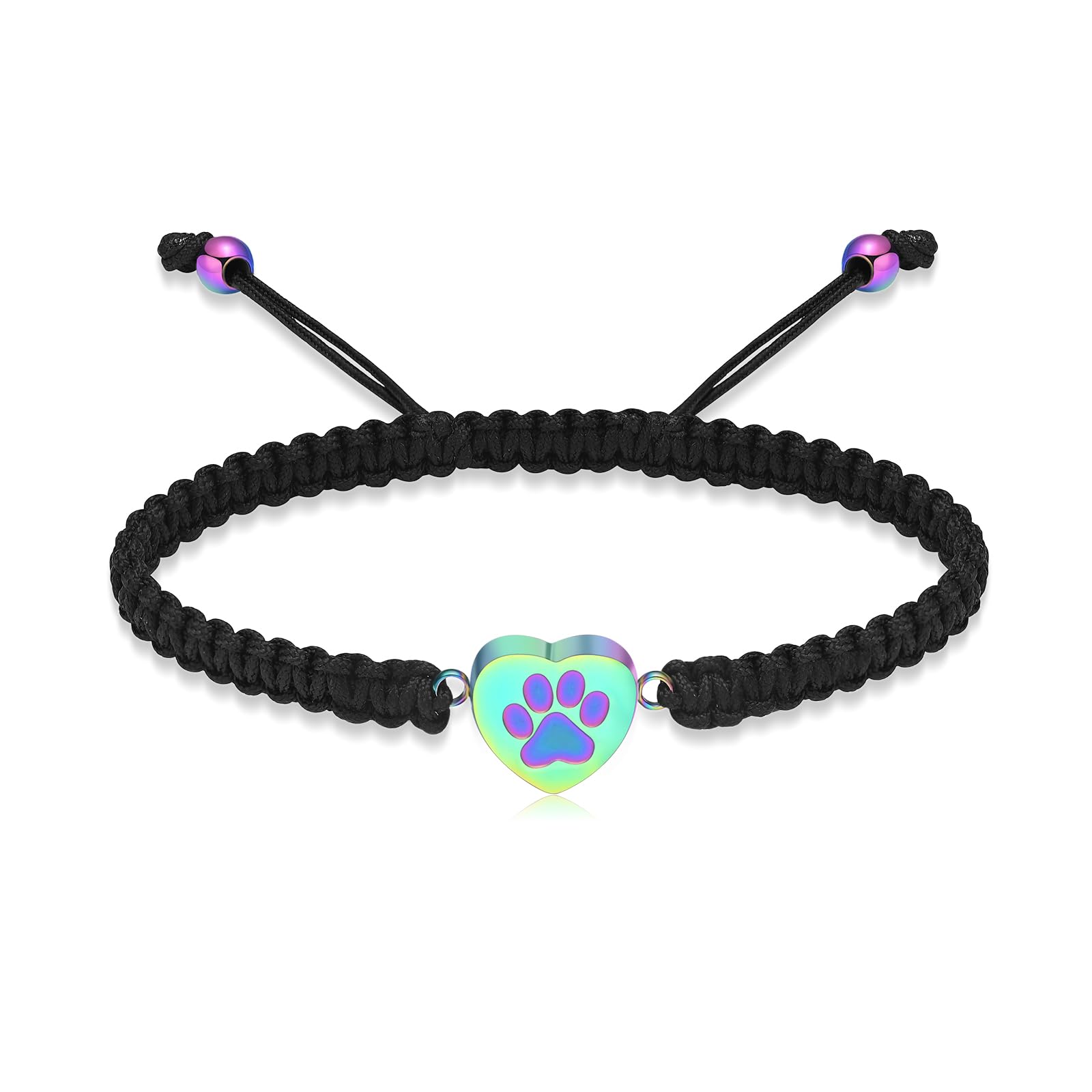 QGJNSGC Cremation Bracelet for Pets Ashes Cat Dog Heart Paw Print Pendant Bangle Stainless Steel Memorial Urn Bracelet Cremation Jewelry