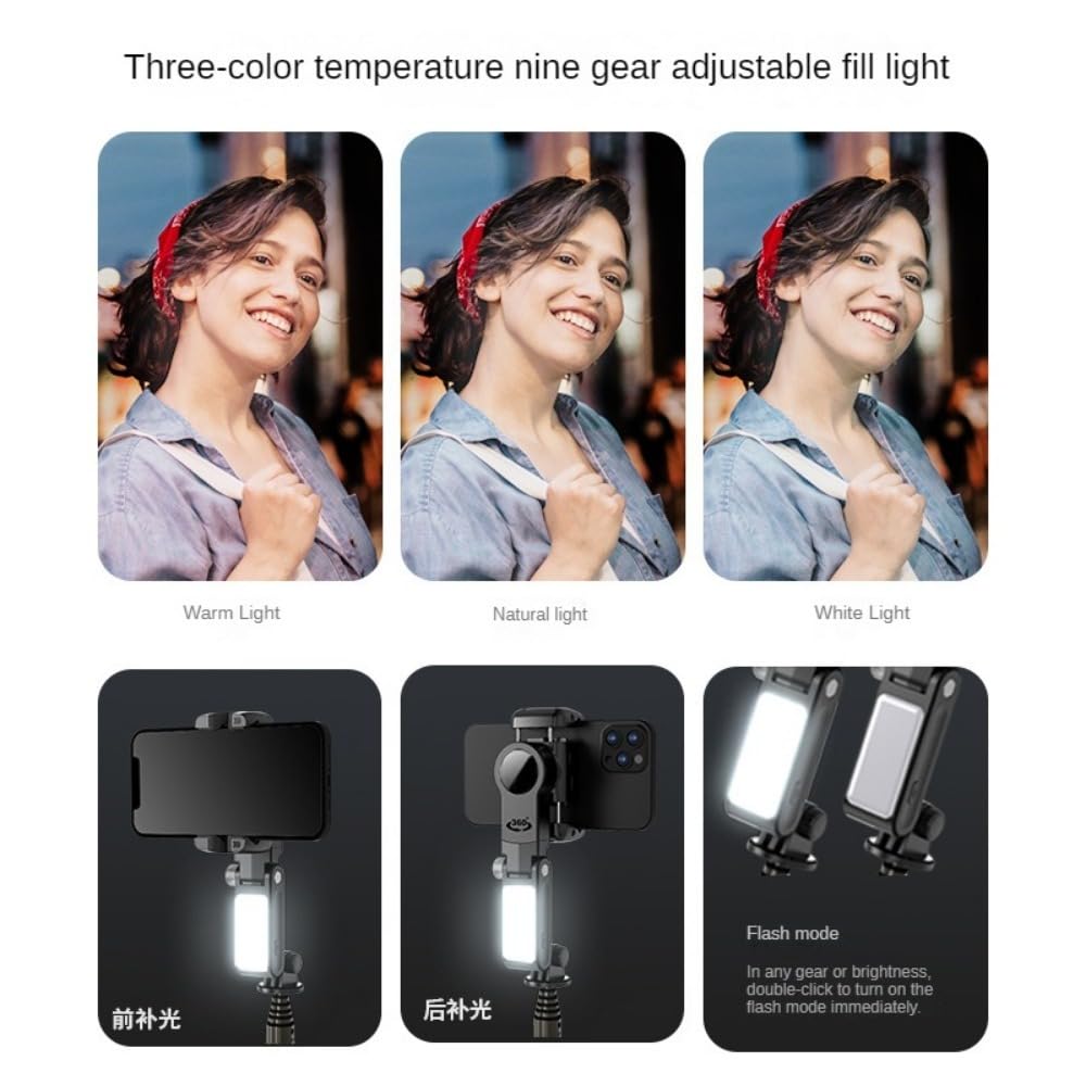 Stabilizator aparatu do iPhone'a Selfie Stick Panoramiczny dalszy stabilizator zapobiegający wstrząsom ręczny stabilizator panoramiczny stabilizator obrotu/pochylenia na żywo światło