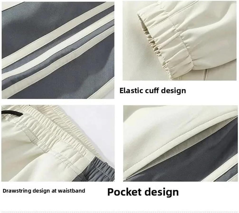 Men's Spring 2 Piece Tracksuit Set Long Sleeve Top Straight Leg Pants Casual Loose Fit Outdoor Sports Outfit