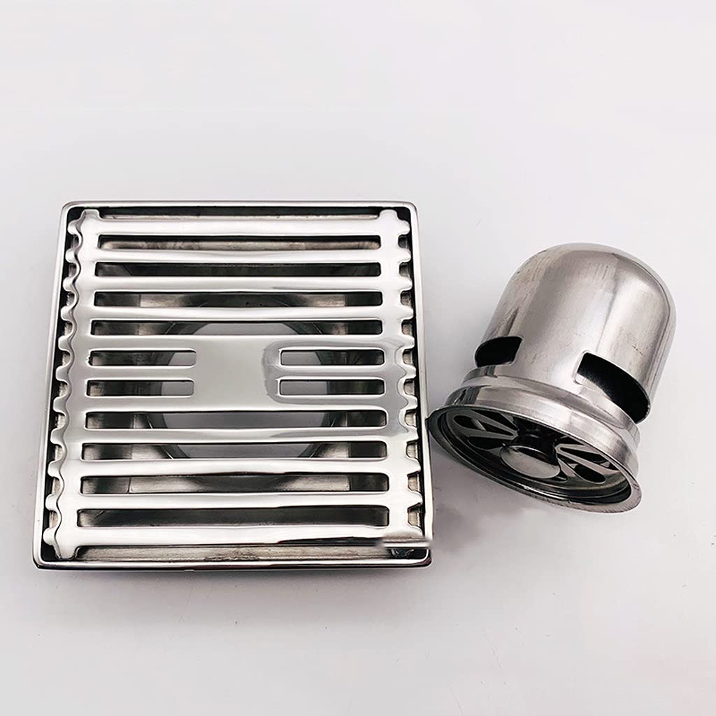 Douche carrée 15 x 15 cm en acier inoxydable à évacuation fluide et filtre